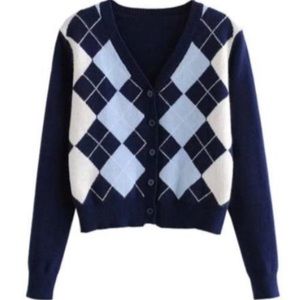 NWT Argyle Button Up Sweater
